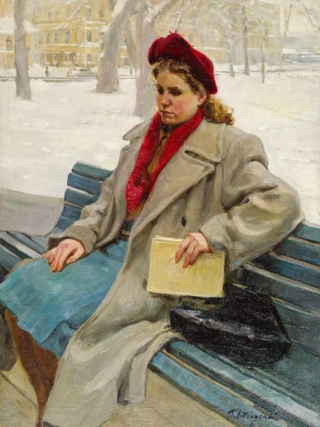 Студентка в академическом саду. Ленинград.